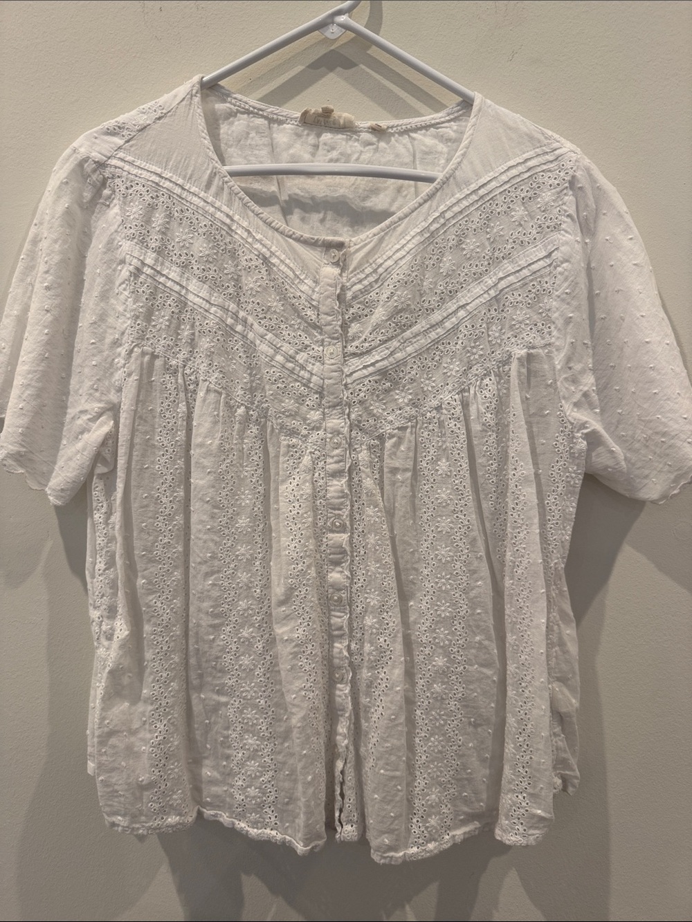 Fat Face White Eyelet Button-Front Blouse